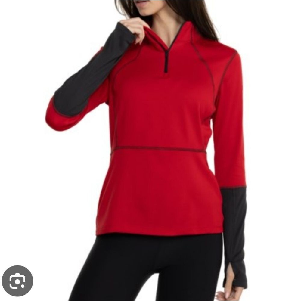 Spyder Charger Base Layer Top - Red, Zip Neck, Long Sleeve Size Medium